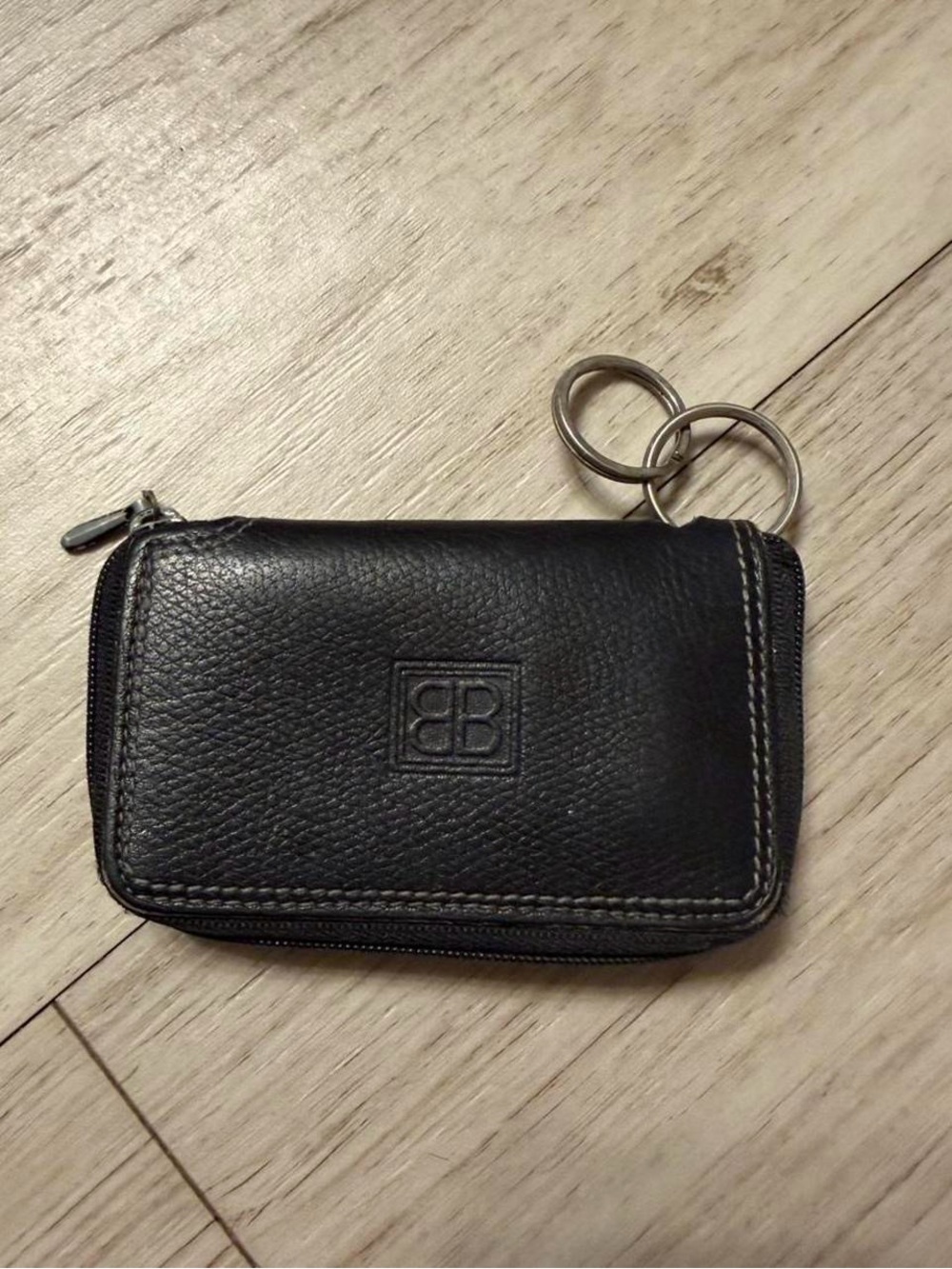 Balenciaga vintage Black Leather Zip Key & Card Pouch